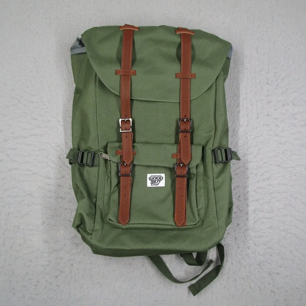 Good Boy Golf Backpack Olive Green Canvas Rucksack Laptop Sleeve Buckle Straps